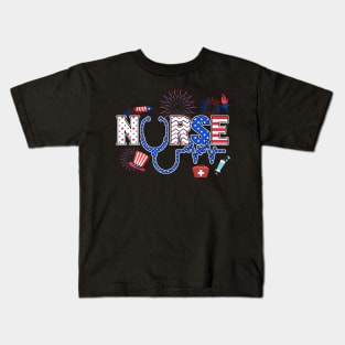 4th Of July Nursing For Women Stethoscope Nurse Graduation Kids T-Shirt